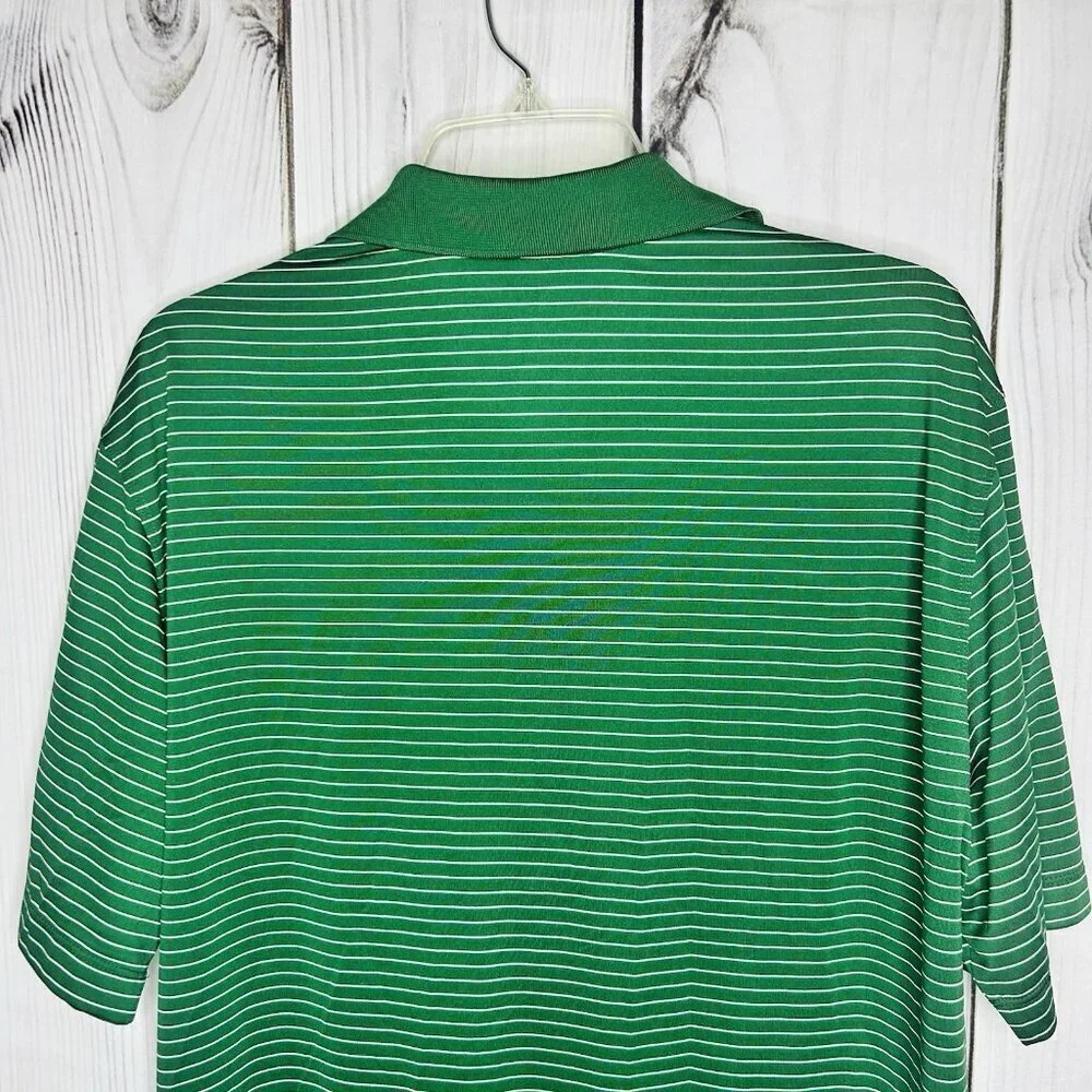 Nike Dartmouth Polo Men's Sz L Green White Striped Embroidered Short Sleeve